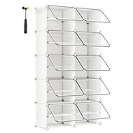 Songmics Lux modular shoe rack with 10 doors, clear/white - Shoe Rack