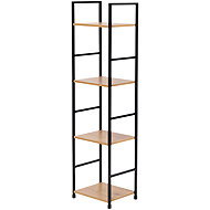 ModernHome CWJ3024112L Wooden shelf with metal frame and 4 shelves, 113 × 23,5 × 29 cm - Shelving Unit