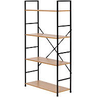 ModernHome CWJ6024112LG Wooden shelf with metal frame and 4 shelves, 113 × 58,5 × 23,5 cm - Shelving Unit