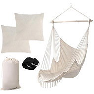 Gardlov 27388 Brazilian hanging rocking chair with cushions 220 × 100 cm, beige - Hanging Chair