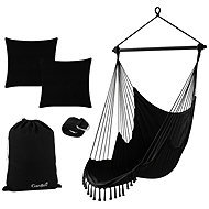 Gardlov 27390 Brazilian hanging rocking chair with cushions 220 × 100 cm, black - Hanging Chair
