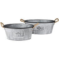 DOCHTMANN Set of flower pots Flower Garden oval with handles 2 pcs, metal - Flower Pot