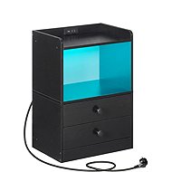 Vasagle Silven Bedside table 38 cm with LED light and charging station black - Night Stand