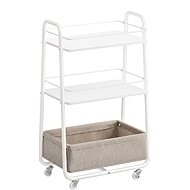 Vasagle Lilea Mobile shelf with fabric basket 40 cm white/brown - Shelving Unit