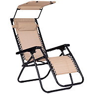 MultiGarden ZRL009-R Garden recliner with canopy, beige - Garden Lounger