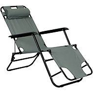 MultiGarden ZRL010 Garden deckchair with headrest, foldable, 2in1, grey - Garden Lounger