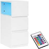 ModernHome TH-3TNS Bedside table with integrated LED lighting, 2 drawers, white - Night Stand