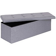 ModernHome TH-PO-6-4 Upholstered stool with storage 111 × 38 cm, light grey - Ottoman