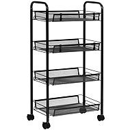 ModernHome KJZT090 Mobile metal shelf, 4 baskets with wheels, black - Cart