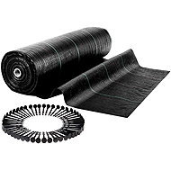 Plonos 491000 Zahradní agrotextilie 1,6 × 100 m 90 g/m2 + 100 kolíků, černá - Nonwoven Fabric