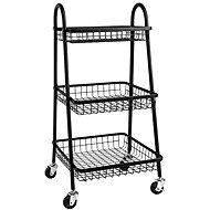Verk 27489 Třípatrový kovový regál na kolečkách 78 × 40 × 32 cm, černý - Shelving Unit