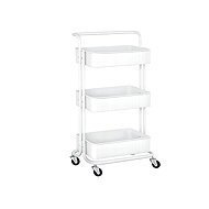 Verk 27491 Třípatrový kovový regál na kolečkách 76 × 43 × 36 cm, bílý - Cart