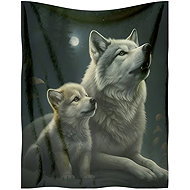 CARBOTEX Warm blanket 180 × 200 cm - Grey wolf and cub - Blanket