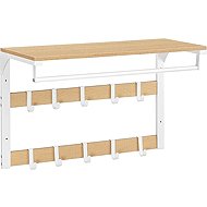 Vasagle Wall hanger with shelf 10 hooks, oak, white 30 × 65 × 42 cm - Coat Hanger