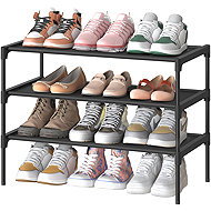 SONGMICS Metal shoe rack, 3 tiers, black 29,7 × 62,3 × 53,5 cm - Shoe Rack