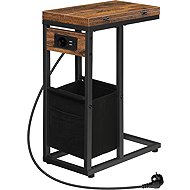 Songmics a Vasagle Brino folding storage table with charging station, black-brown - Side Table