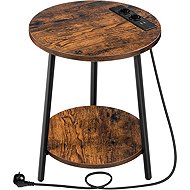 Songmics and Vasagle Leky Round Storage Table 40 cm with Charging Station, brown-black - Side Table