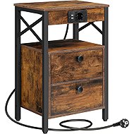 Songmics and Vasagle Zrava bedside table with charging station 60 cm, brown-black - Night Stand
