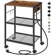 Houseland Liv Pojízdný kancelářský regál s nabíjecí stanicí a USB hnědočerný - Shelving Unit