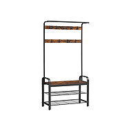 Songmics a Vasagle Předsíňový věšák s botníkem Lena 84 cm, hnědý - Coat Hanger