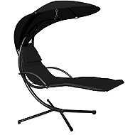 Aga Zahradní závěsné lehátko se stříškou černé - Garden Lounger