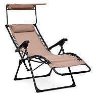 PHgate Zahradní lehátko Zero Gravity s nastavitelnou stříškou a podhlavníkem, skládací, taupe - Garden Lounger