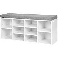 ModernHome WYJ-015 Botník s čalouněnou lavicí 30,5 × 104 × 49 cm, 10 polic, bílý - Shoe Rack