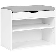 ModernHome CHXG01 Botník s výklopným sedákem, 2 police, bílý - Shoe Rack