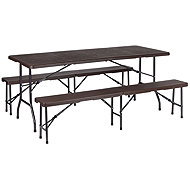 MultiGarden Skládací cateringová sada, stůl 180 cm + 2 lavice, hnědá - Garden Furniture