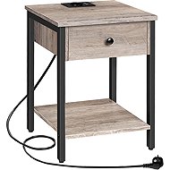 Songmics a Vasagle Noční stolek Ferira 40 cm s nabíjecí stanicí, černo-šedý - Night Stand