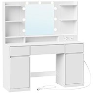 Vasagle Brill Dressing Table with LED Lighting and Charging Station 107cm White - Dressing Table