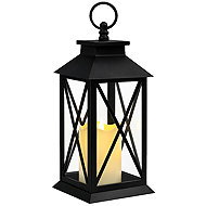 Verk 12386 Decorative LED Lantern with Candle, 28cm, 3× AAA Batteries, Black - Lantern