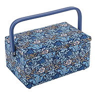 Hobby Gift Upholstered Sewing Box Woodblock Floral - Sewing Basket