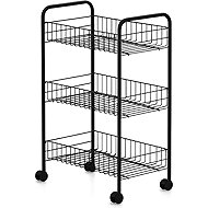 DuraHome Rolling Shelving Unit, 3 Tiers, Black - Cart