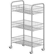 DuraHome Rolling Shelving Unit, 3 Tiers, Silver - Cart