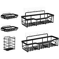 Verk 27743 Set of 5 Wall-Mounted Bathroom Shelves, Black - Bathroom Shelf