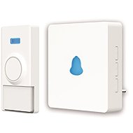 Entac Wireless Socket Doorbell + Button and Battery, White, up to 450m Range - Doorbell