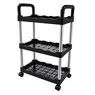 Verk 27738 Mobile Shelving Unit on Wheels, 3 Shelves, 78 × 48 × 26cm, Black - Cart