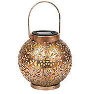 Verk 12408 Solar LED Hanging Lantern with Dusk Sensor, Copper - Garden Lighting