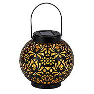 Verk 12408 Solar-Powered LED Hanging Lantern with Dusk Sensor, Black - Garden Lighting