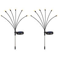 Verk 12397 Solární zahradní lampy se senzorem soumraku 6 LED, 70 cm, 2 ks - Garden Decoration