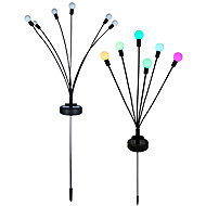 Verk 12396 Solární LED zahradní světla, 6 RGB kuliček, 70 cm, 2 ks - Garden Decoration