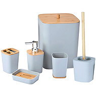 Verk 27642 Bathroom Accessory Set with Bamboo Elements 6 pcs, Grey - Bathroom Accessory Set