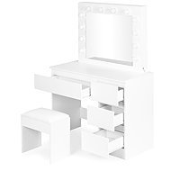 ModernHome MRDT09 Dressing Table with Mirror, LED Lighting and Stool, White - Dressing Table