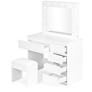 ModernHome MRDT10-MW Dressing Table with Mirror and LED Lighting, Stool, White - Dressing Table