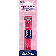 Hemline Dressmaker's Tape Measure 150cm, Red/Pink - Tailor's Tape