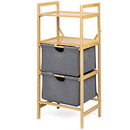 HOUSE 5 Bamboo Storage Shelving Unit, 2 Baskets, Grey - Shelving Unit
