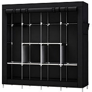 RealG RC-K-2601 Double Wardrobe 175 × 45 × 170cm, Black - Wardrobe
