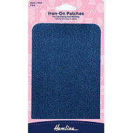 Hemline Iron-on Denim Patch 10×15cm, 2pcs, Blue - Iron-On Patch