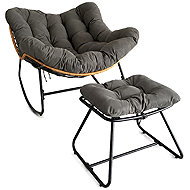 Gordon G1416 rocking chair with footstool, dark grey - Rocking Chair